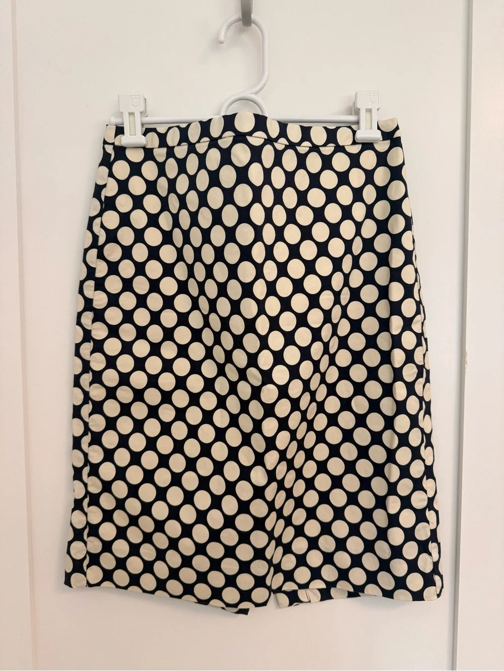 Jcrew Navy & Cream Polka Dot Pencil Skirt